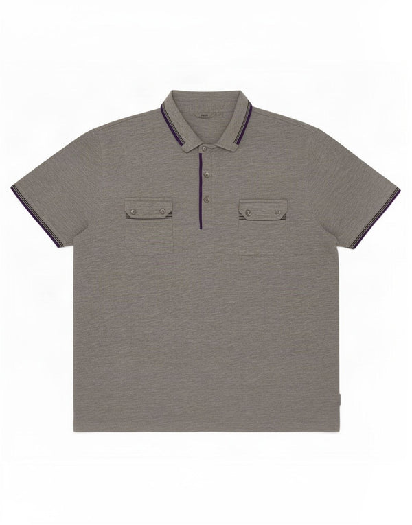 Camisa polo masculina Ted Baker tamanho 7 3XL poliéster manchado cinza