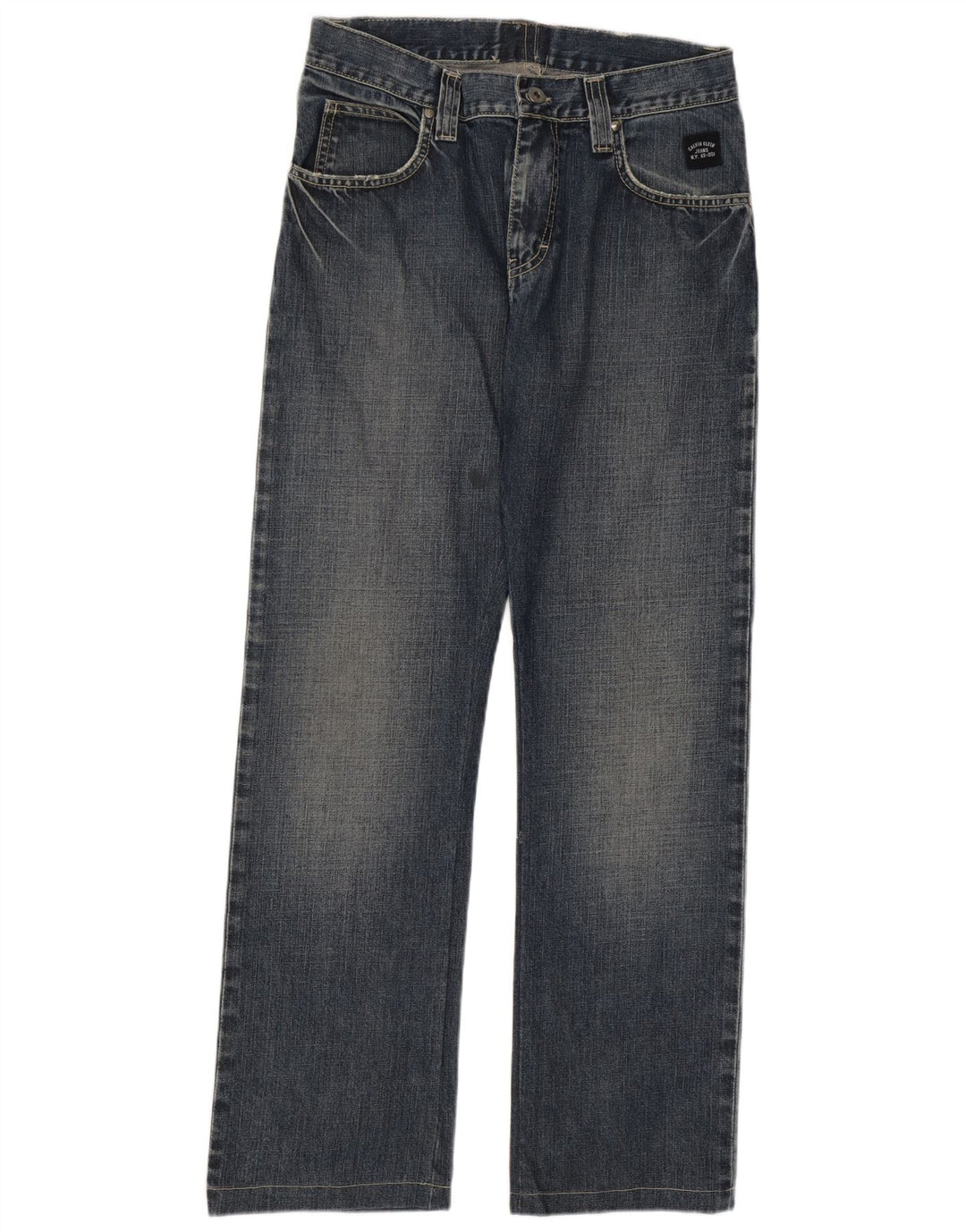 Calça jeans reta feminina Calvin Klein W33 L30 algodão azul