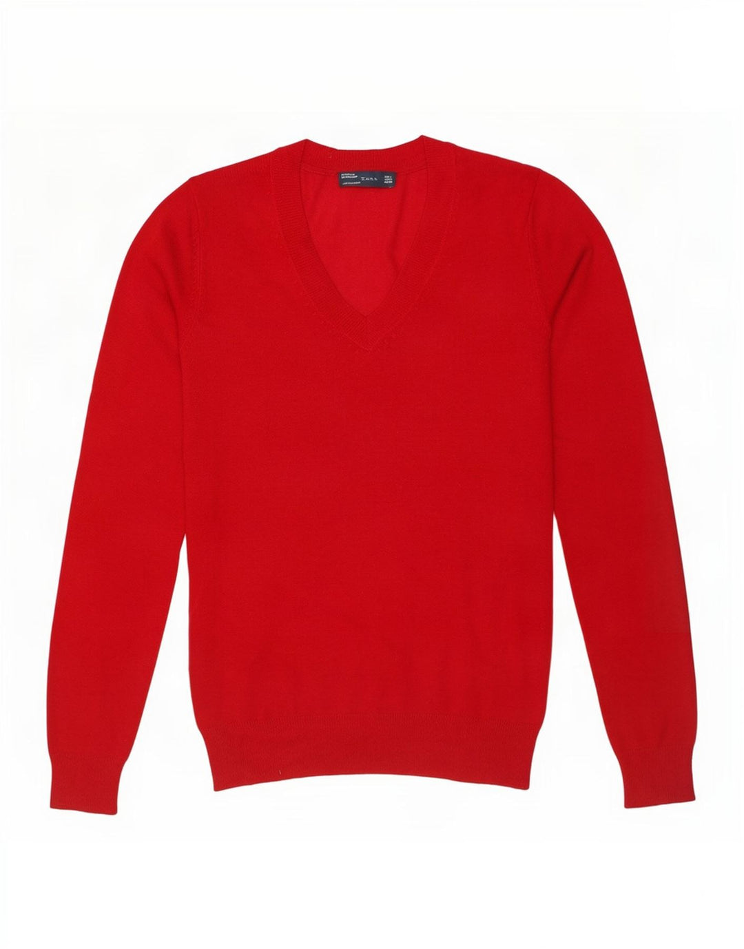 Suéter feminino Zara com decote em V Reino Unido 16 grande viscose vermelha