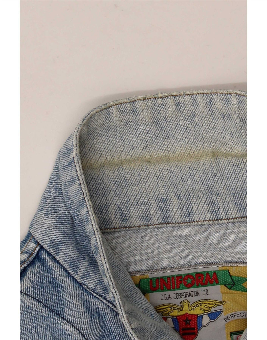Jaqueta jeans masculina uniforme UK 38 azul médio