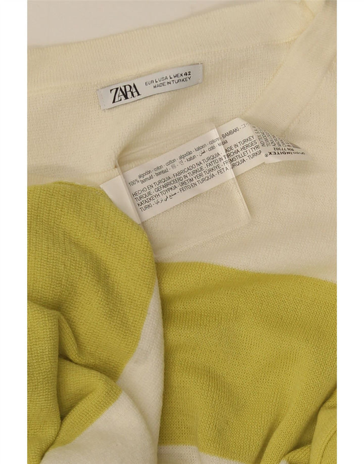 Camiseta masculina Zara Top grande de algodão colorido off white