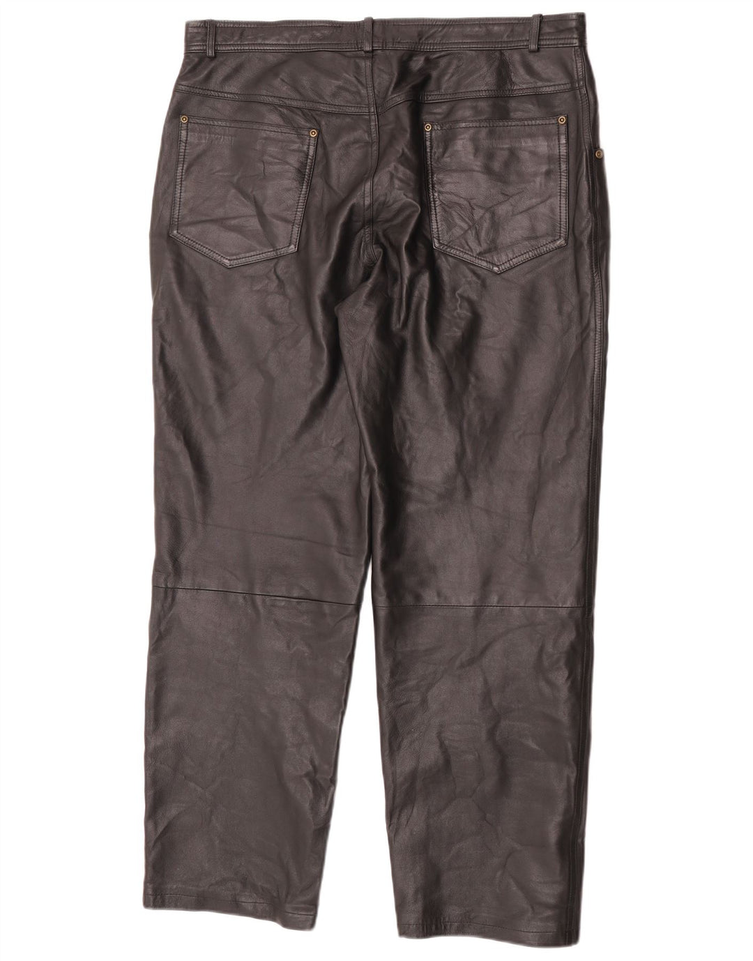 Angelo Litrico Calça reta masculina de couro W38 L30 preta