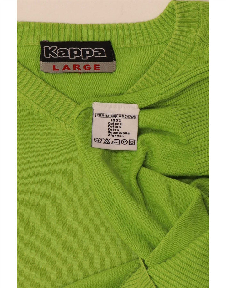 Suéter masculino Kappa com decote em V grande algodão verde