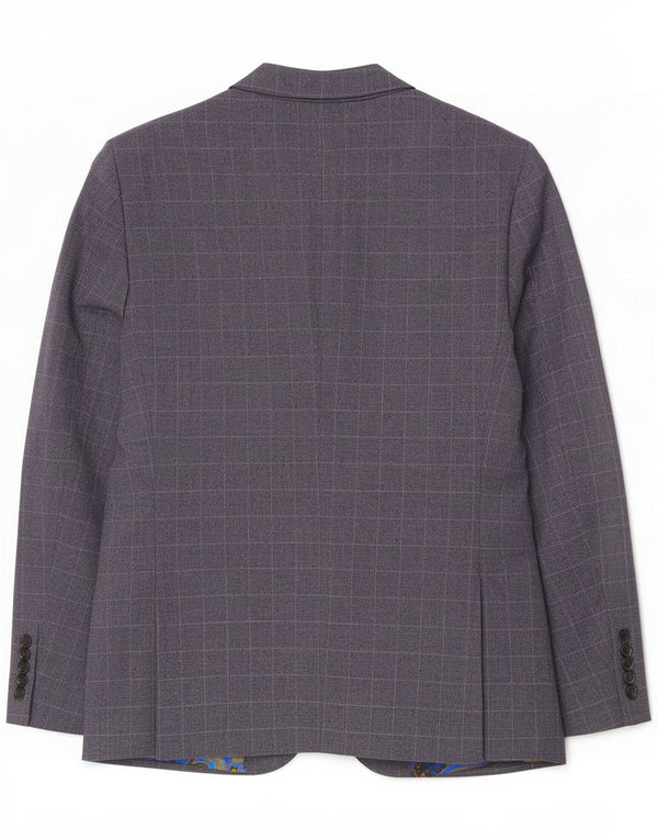 Jaqueta Blazer masculina curta de 2 botões da Marks & Spencer UK 42 XL azul marinho Check