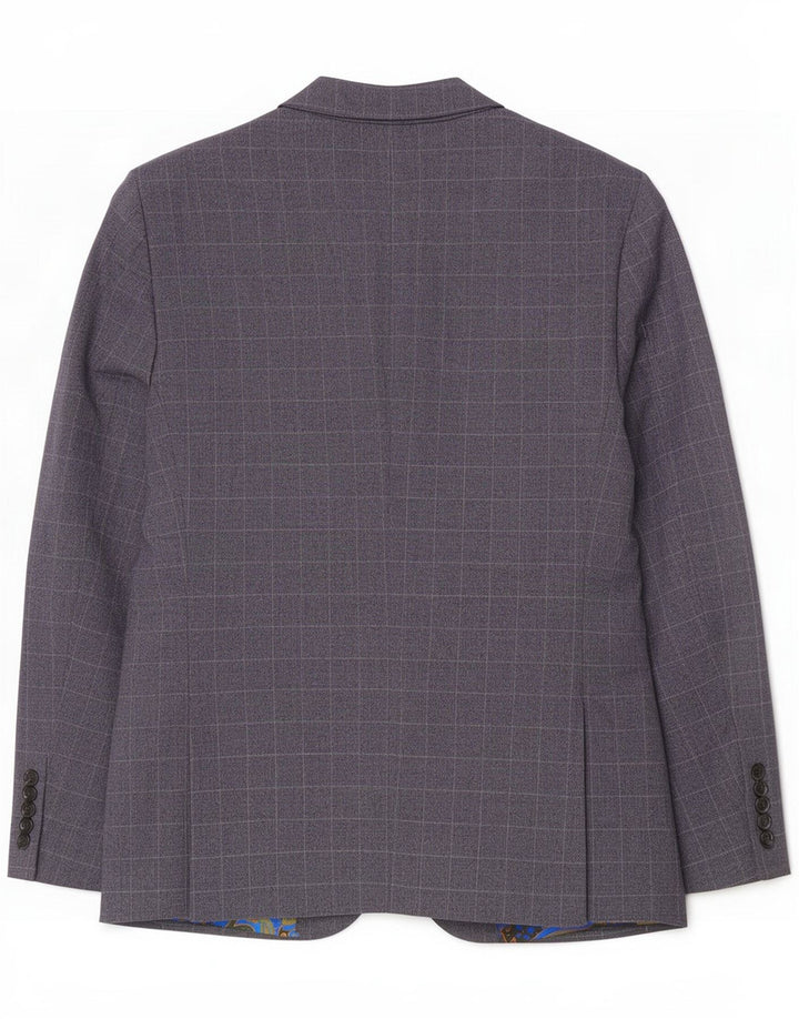 Jaqueta Blazer masculina curta de 2 botões da Marks & Spencer UK 42 XL azul marinho Check