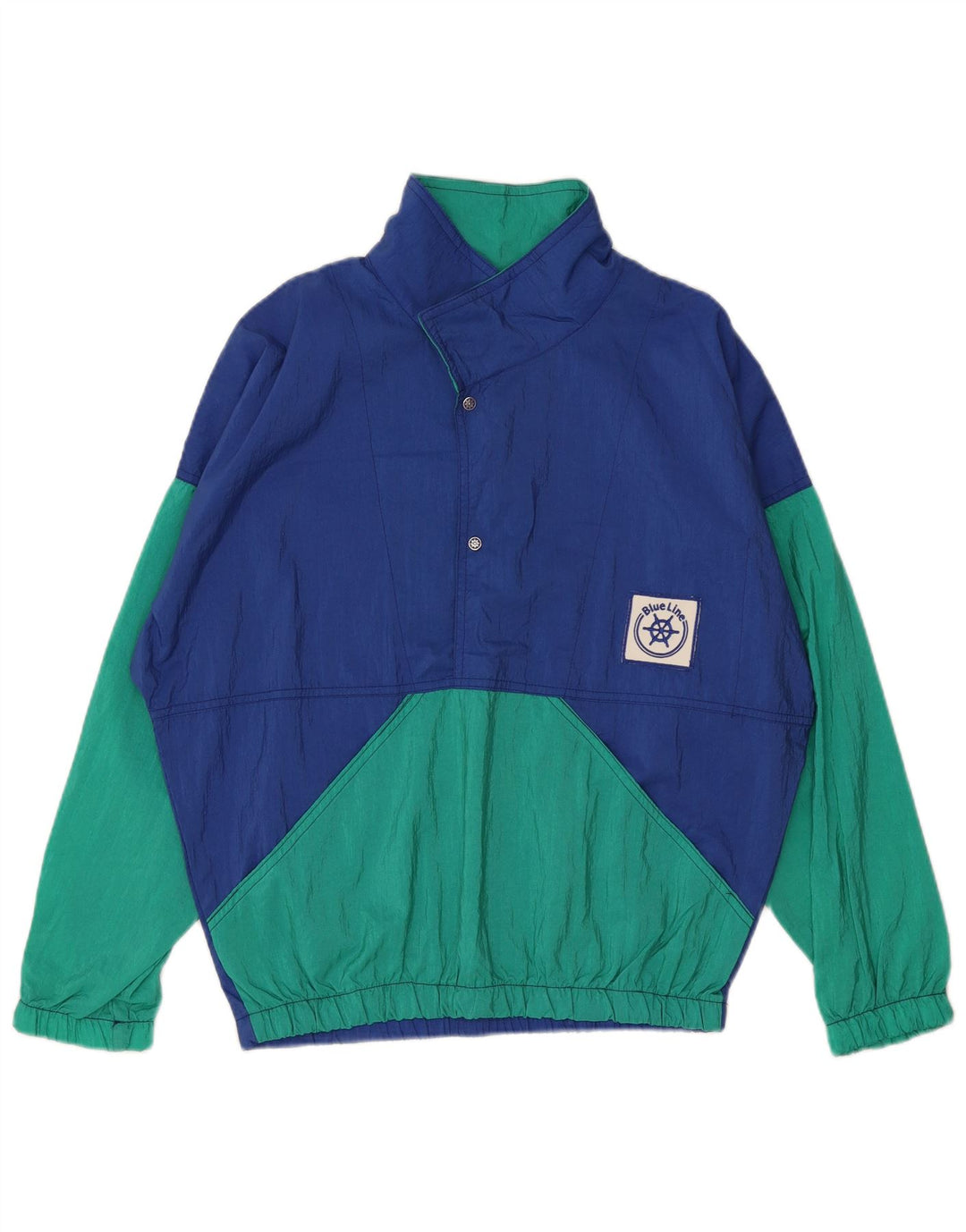 Pulôver masculino vintage, jaqueta superior de agasalho XL azul Colourblock poliamida