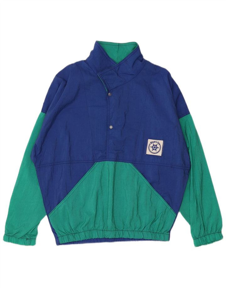 Pulôver masculino vintage, jaqueta superior de agasalho XL azul Colourblock poliamida