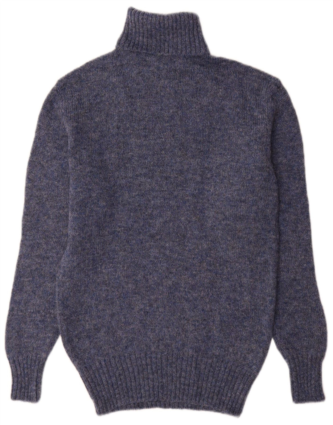 Suéter vintage masculino com gola redonda, pequeno azul de lã nova