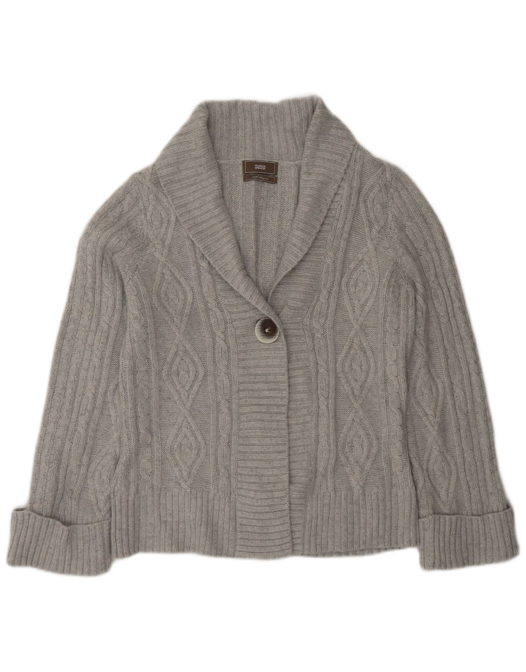 Suéter cardigã feminino Marks & Spencer Reino Unido 12 cinza médio acrílico