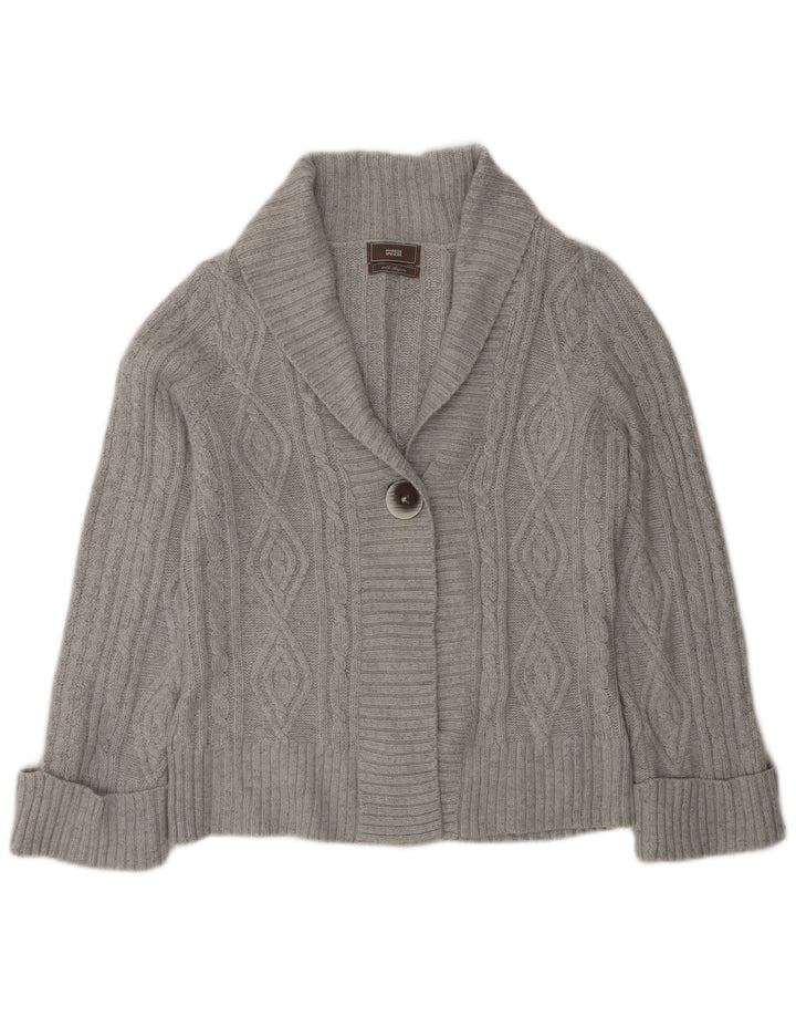 Suéter cardigã feminino Marks & Spencer Reino Unido 12 cinza médio acrílico