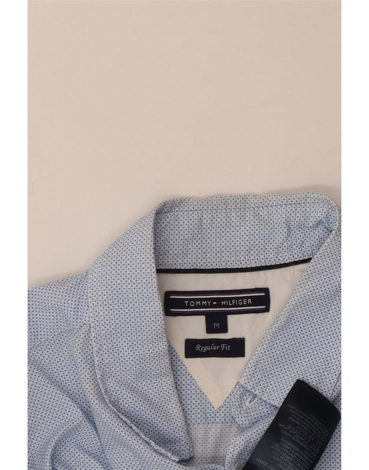 Camisa masculina Tommy Hilfiger Regular Fit algodão manchado azul médio