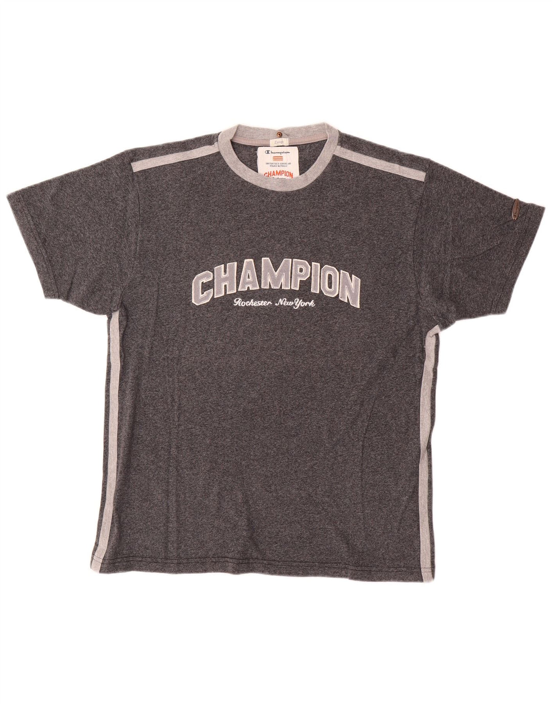 Camiseta masculina estampada Champion grande algodão cinza