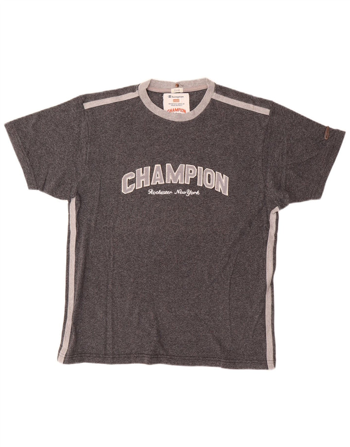 Camiseta masculina estampada Champion grande algodão cinza