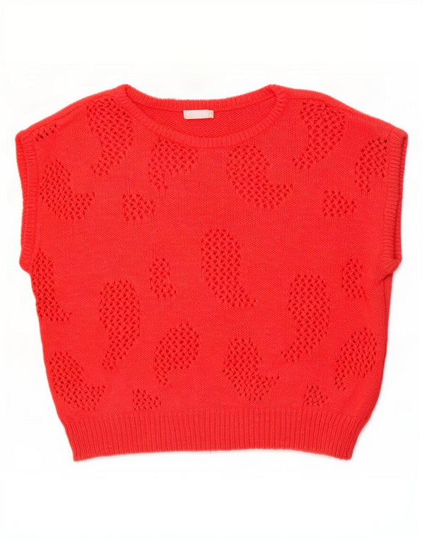 Colete feminino vintage regata Reino Unido 16 grande algodão vermelho