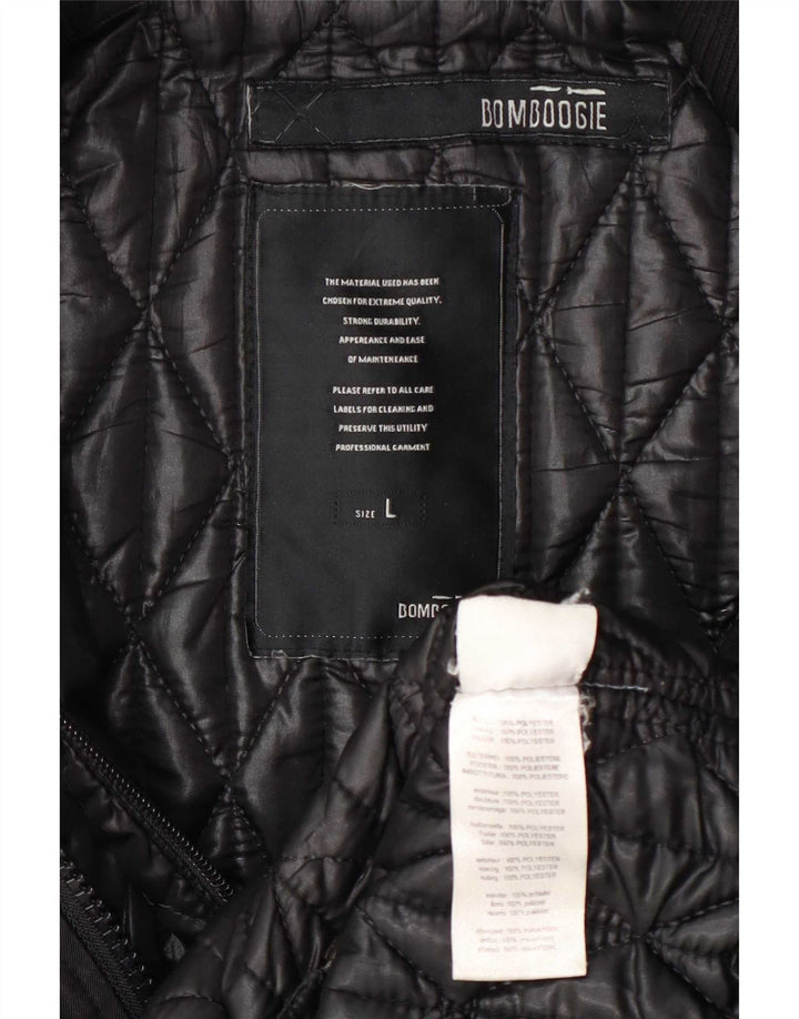 Jaqueta utilitária militar masculina Bomboogie UK 40 poliéster preto grande