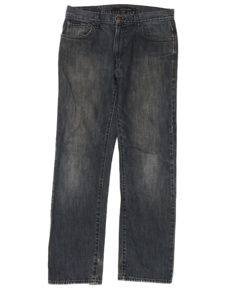 Calça jeans reta masculina Calvin Klein W32 L32 azul marinho algodão