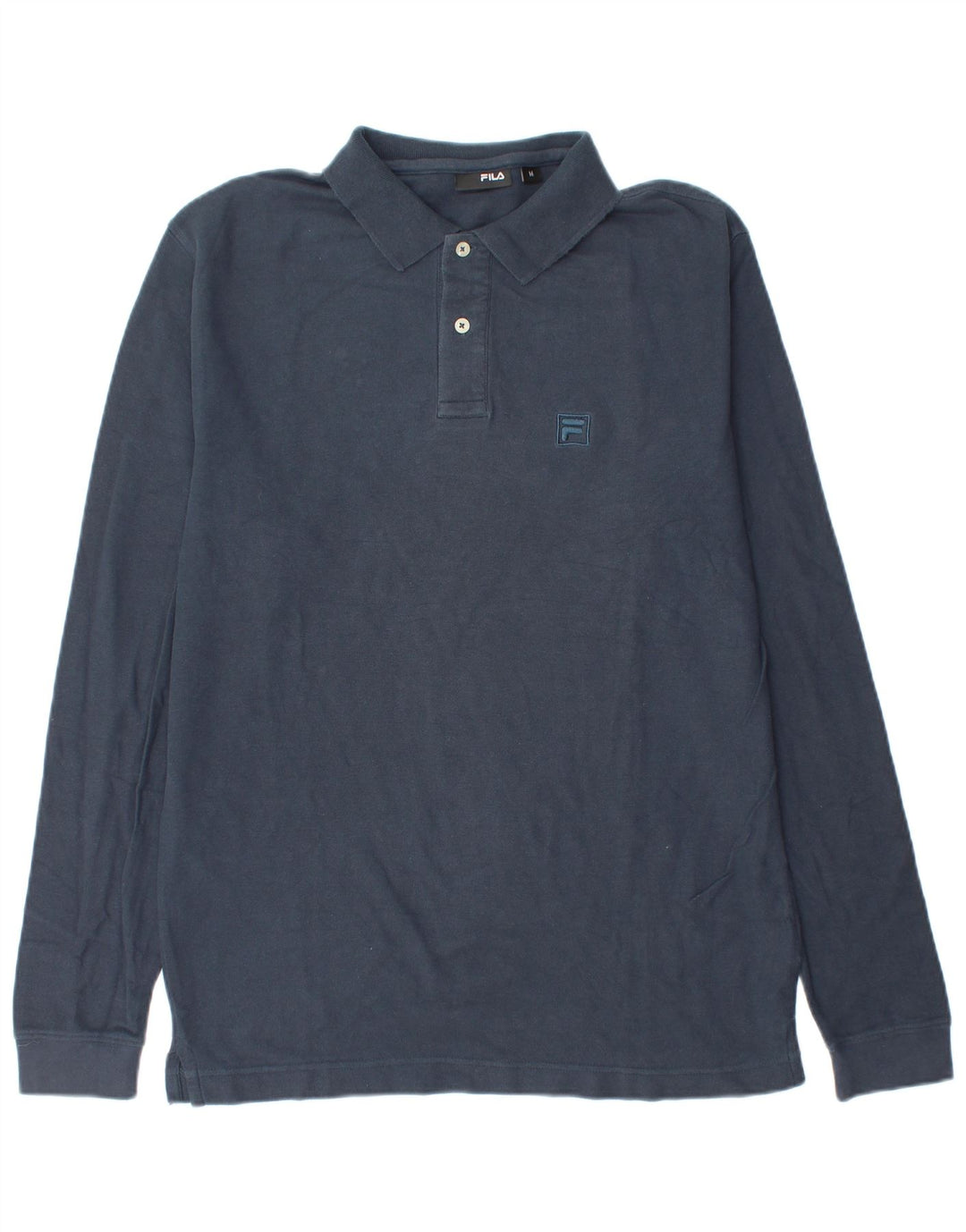 Polo masculino Fila de manga comprida médio algodão azul marinho