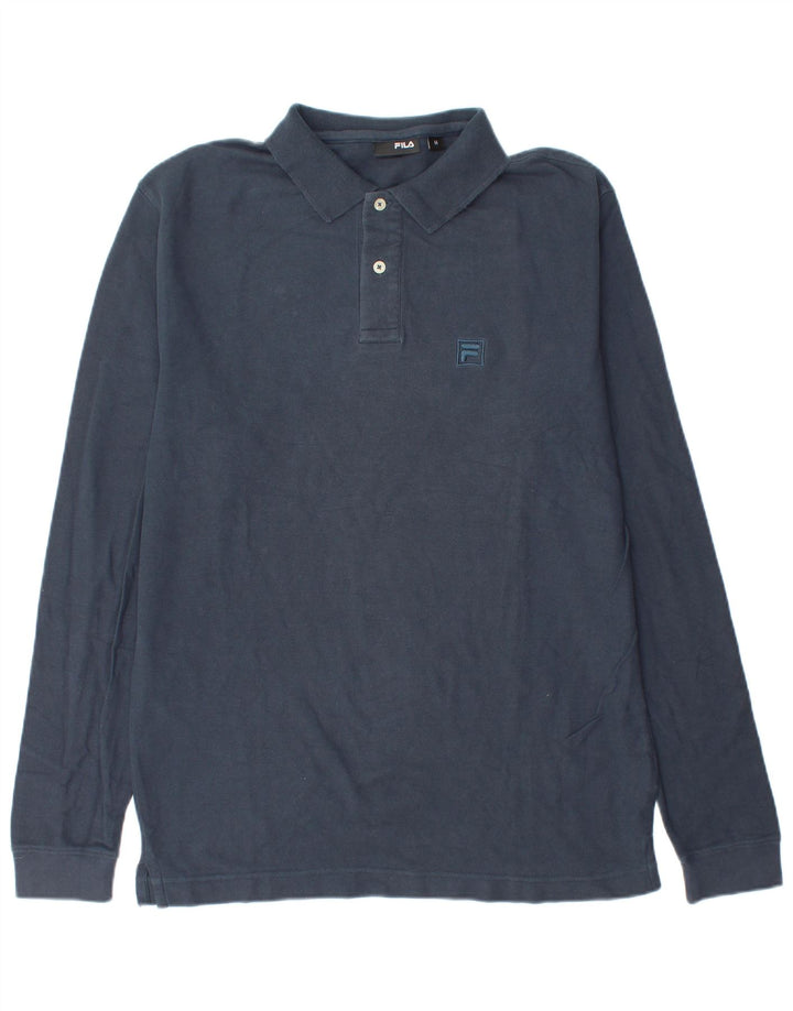 Polo masculino Fila de manga comprida médio algodão azul marinho