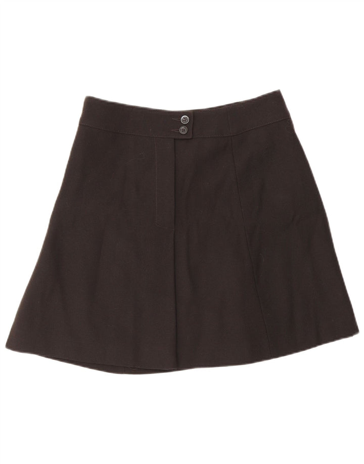 Minissaia feminina vintage W28 lã virgem marrom médio
