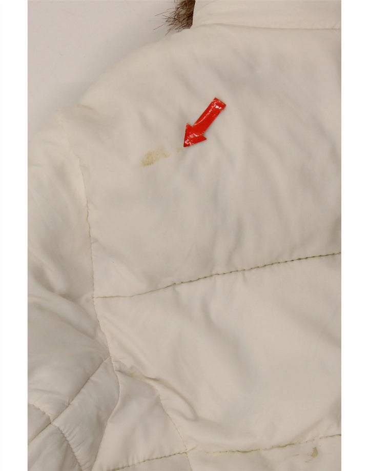 Jaqueta acolchoada com capuz feminina Zara UK 10 pequena poliamida branca