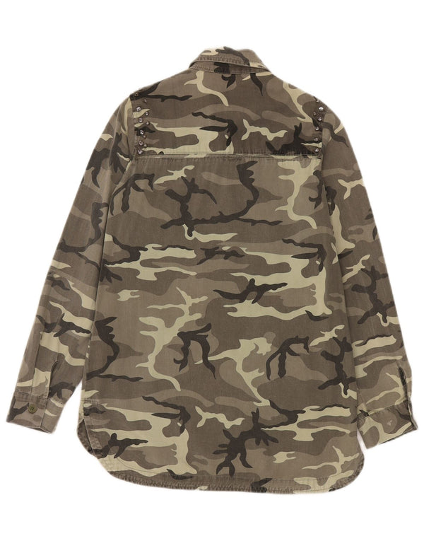 Zara Womens Trafaluc Utility Jacket UK 6 XS Verde Camuflagem Algodão