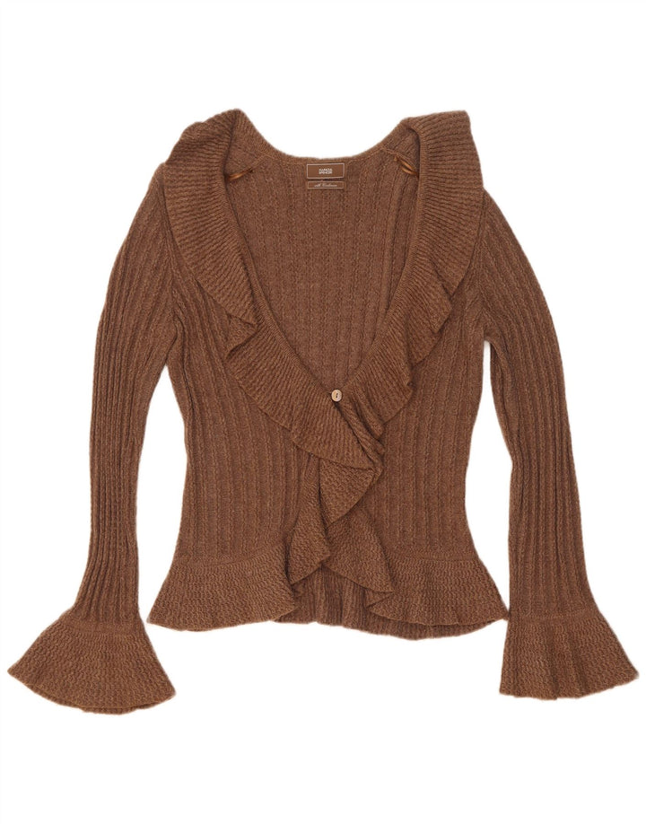 Suéter cardigã feminino Marks & Spencer Reino Unido 12 algodão marrom médio