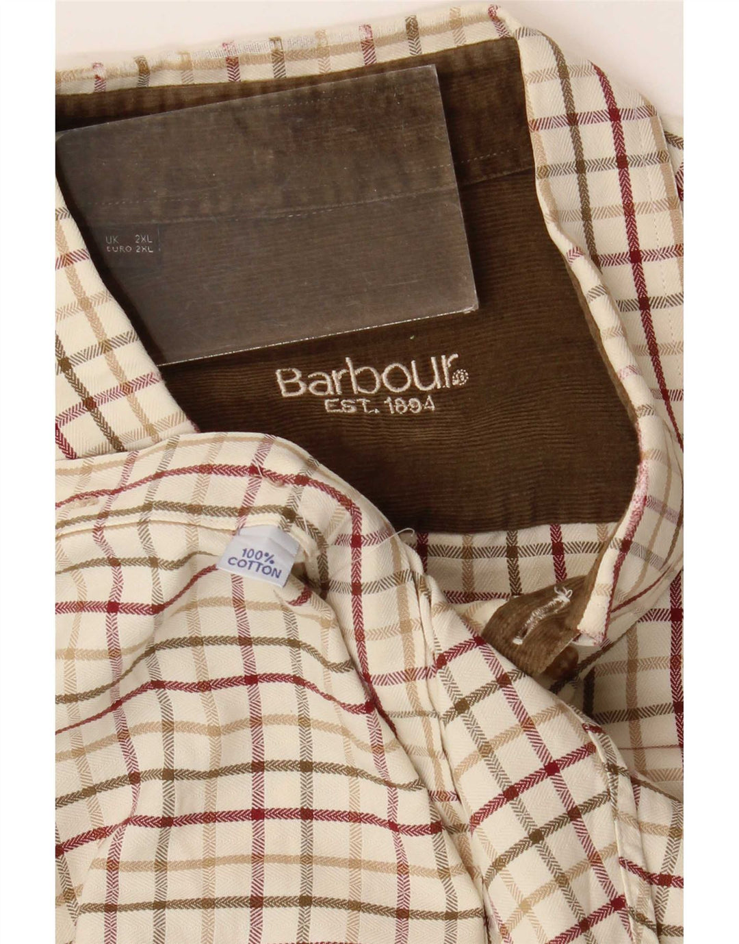 Camisa masculina Barbour 2XL algodão guingão bege