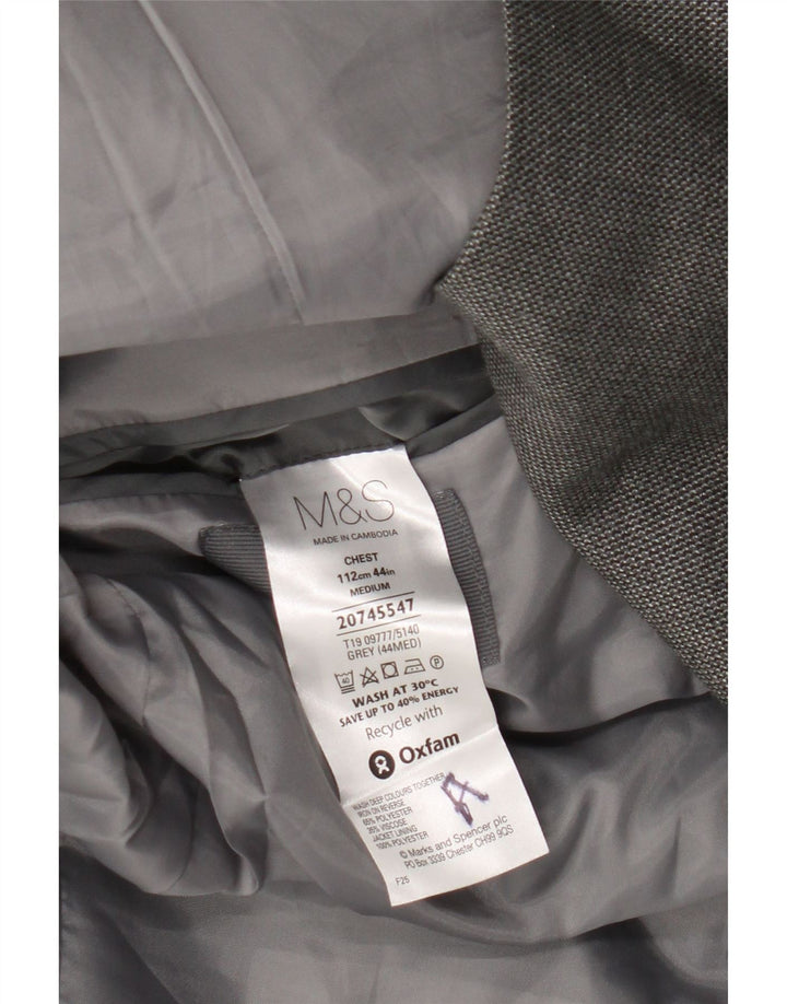 Jaqueta blazer masculina de 2 botões Marks & Spencer Reino Unido 44 2XL cinza poliéster