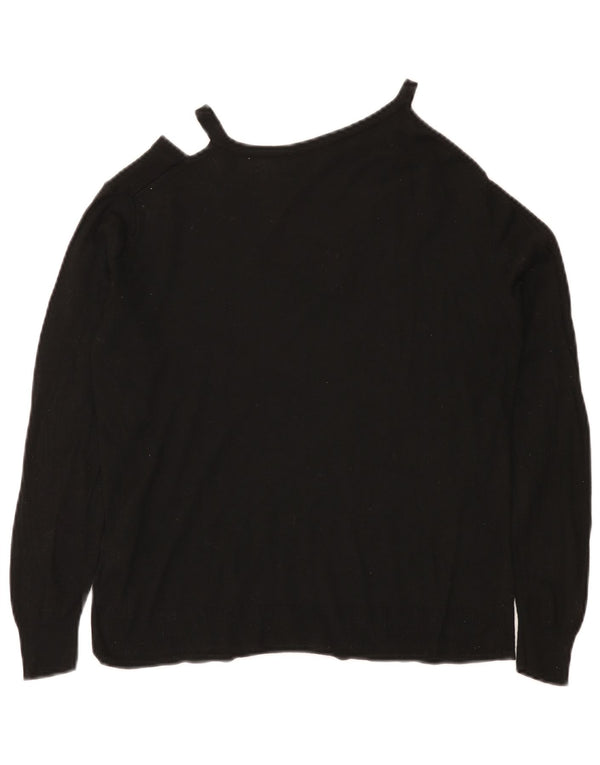 Zara Womens V-Neck Jumper Sweater UK 12 Medium Black Viscose