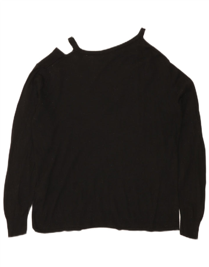 Suéter feminino Zara com decote em V Reino Unido 12 viscose preta média