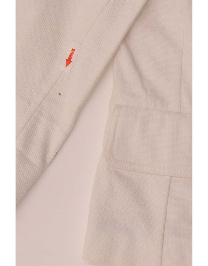 Jaqueta blazer feminina Marks & Spencer manga 3/4 e 2 botões Reino Unido 14 médio branco