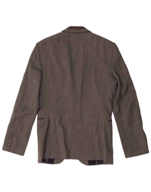 Jaqueta blazer masculina Zara com 2 botões Reino Unido 38 lã cinza médio