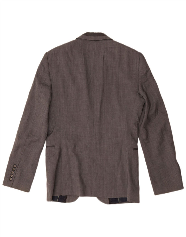 Jaqueta blazer masculina Zara com 2 botões Reino Unido 38 lã cinza médio