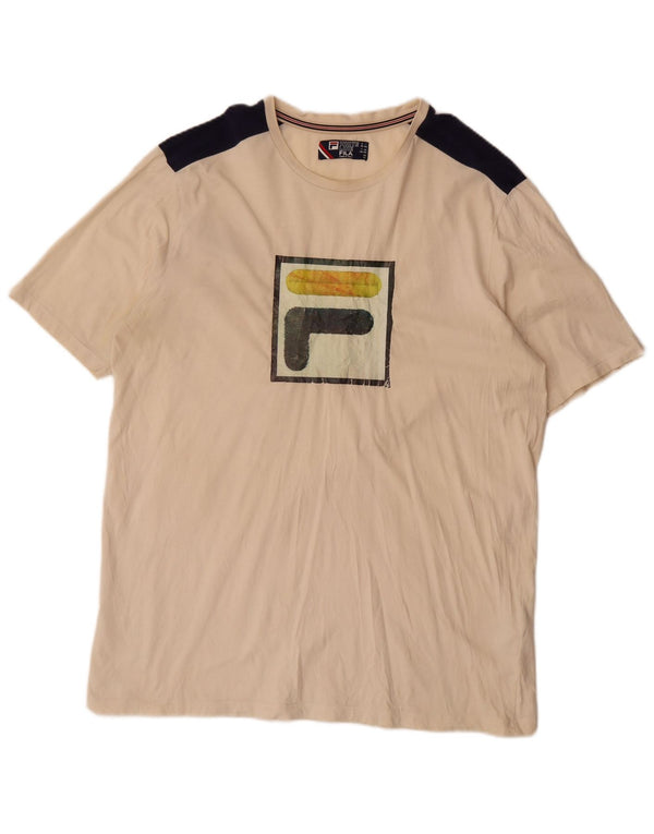 Camiseta masculina Fila Graphic Top 2XL algodão colorblock bege