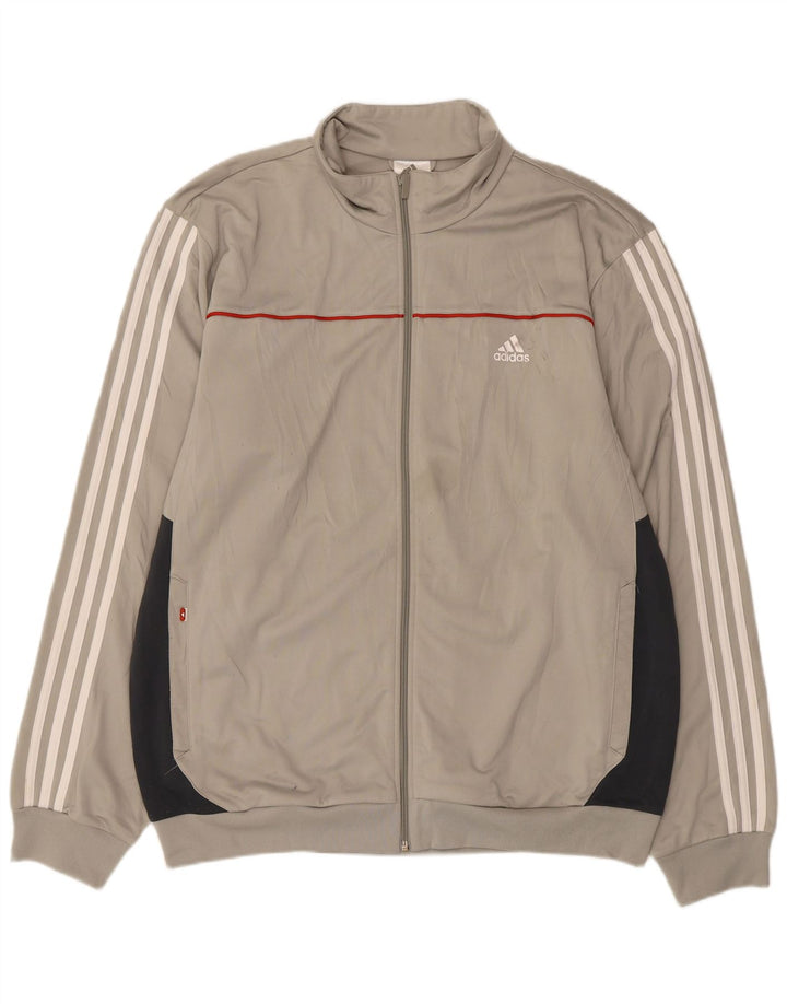 Adidas Mens Tracksuit Top Jacket XL Cinza Colourblock Poliéster
