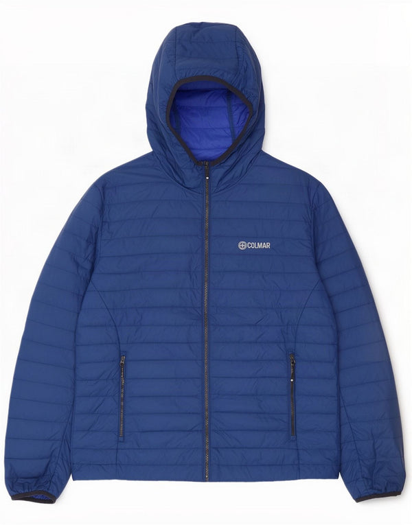 Colmar Mens Loose Fit Hooded Padded Jacket IT 52 Large Blue Polyamide