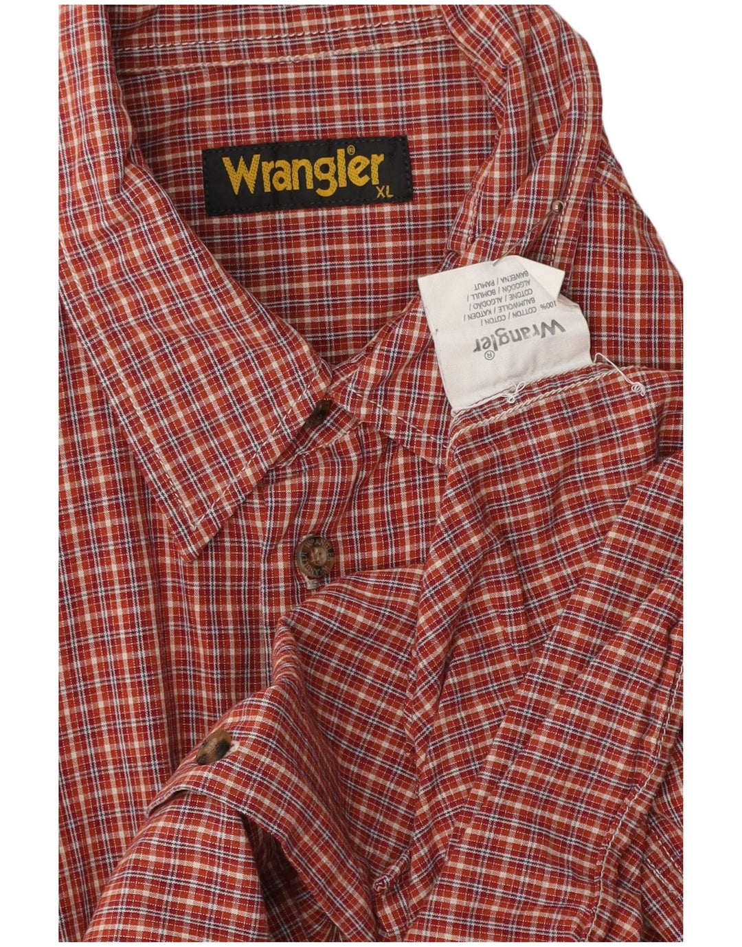 Camisa masculina de manga curta WRANGLER XL algodão xadrez vermelho
