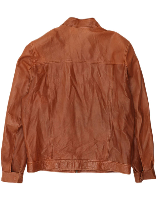 Jaqueta de couro bomber masculina vintage UK 42 XL marrom