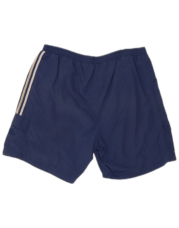 Adidas Mens Cargo Sport Shorts Grande Azul Marinho Listrado Poliéster Esportes