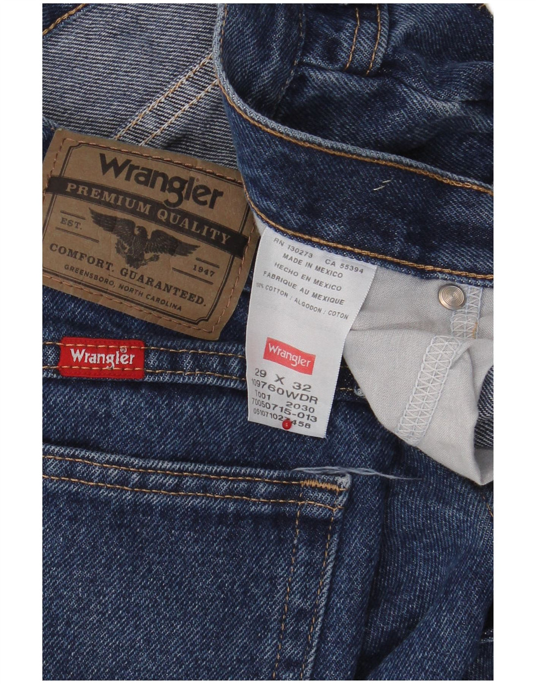Wrangler Mens Straight Jeans W29 L32 Azul Algodão