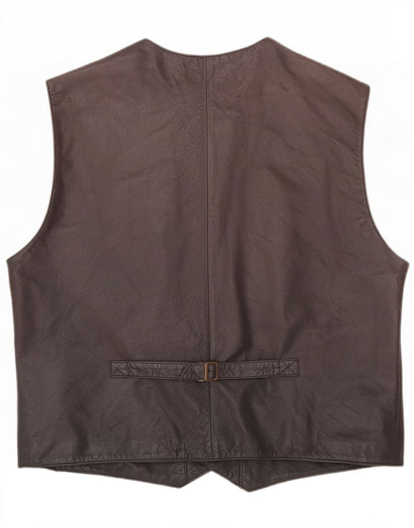 Colete de couro masculino vintage IT 56 XL preto