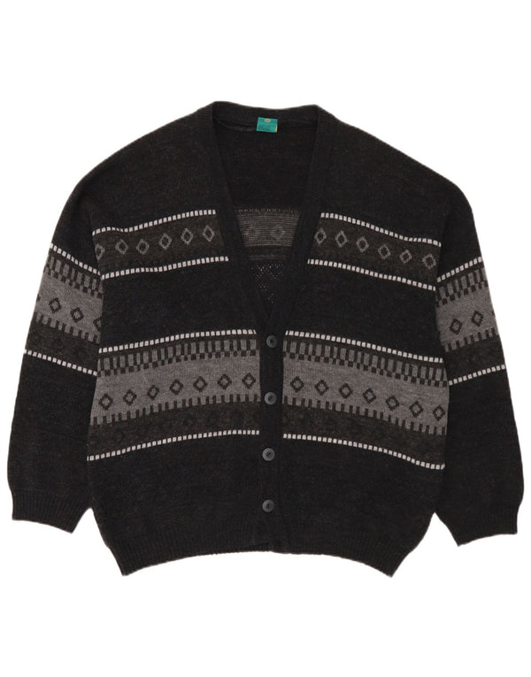 C&A Suéter masculino Canda Cardigan grande azul marinho Fair Isle acrílico