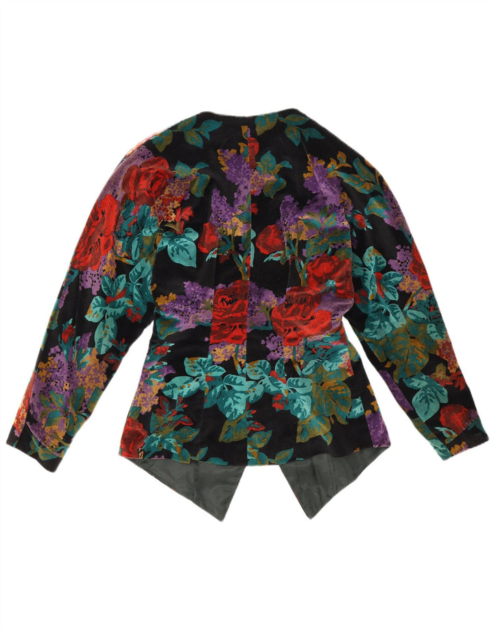 Jaqueta Blazer Feminina Vintage UK 12 Média Floral Multicolorida