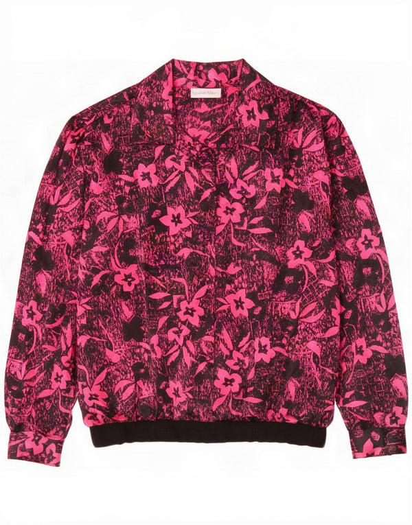 Blusa camisa feminina vintage UK 20 2XL rosa floral