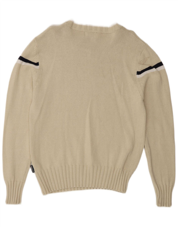 Suéter masculino Woolrich com gola canoa e listrado branco médio