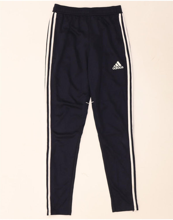 Calças de treino femininas Adidas UK 4 XS azul marinho poliéster