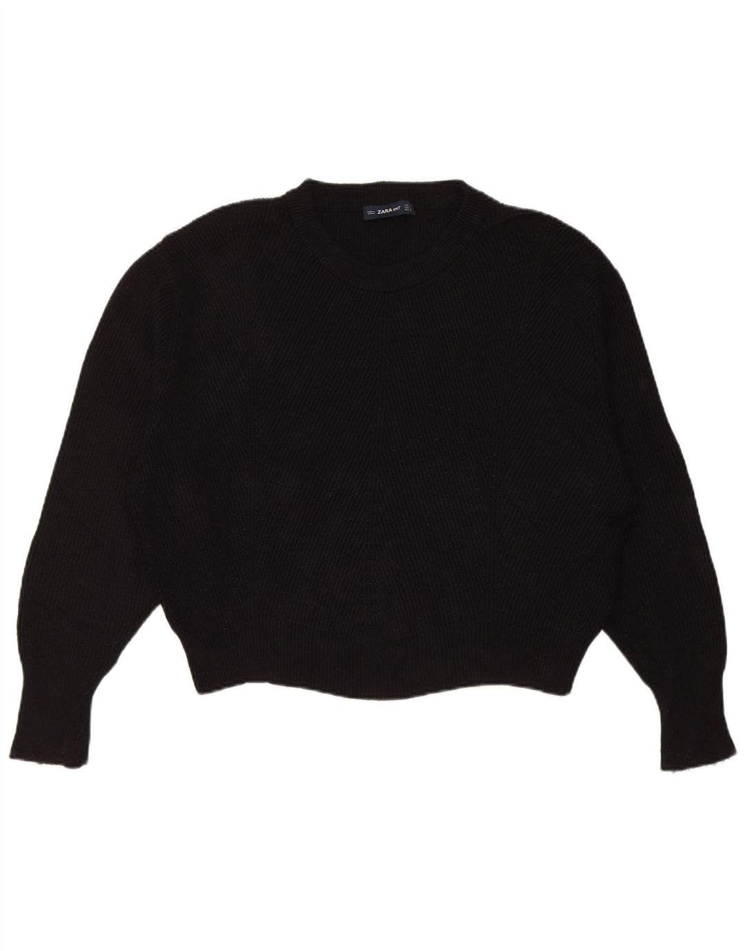 Zara Suéter feminino oversized com gola redonda Reino Unido 14 médio preto viscose
