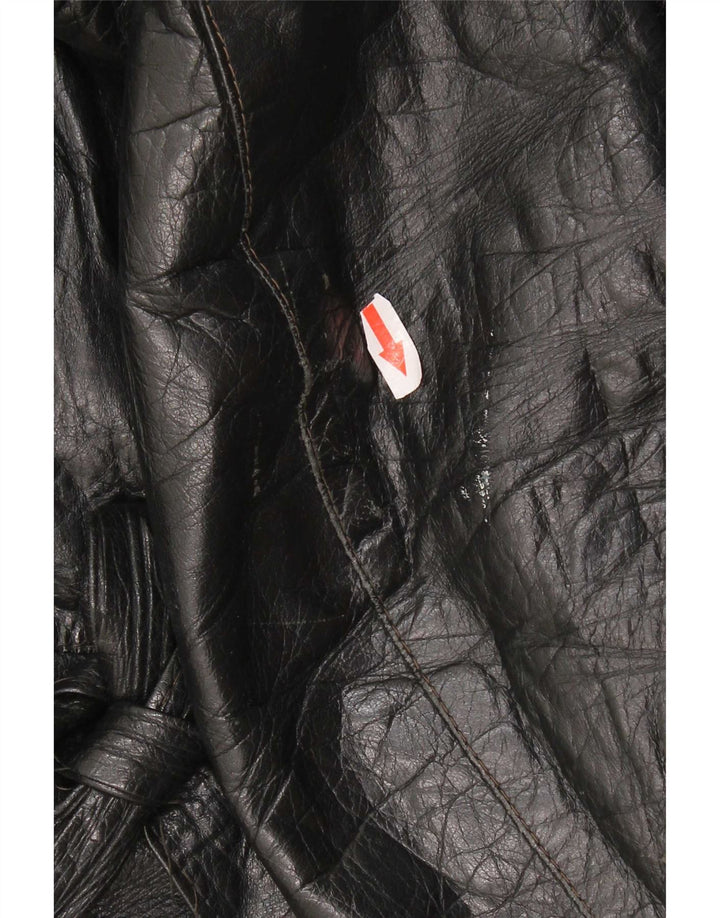 Jaqueta de couro feminina vintage IT 48 XL preta