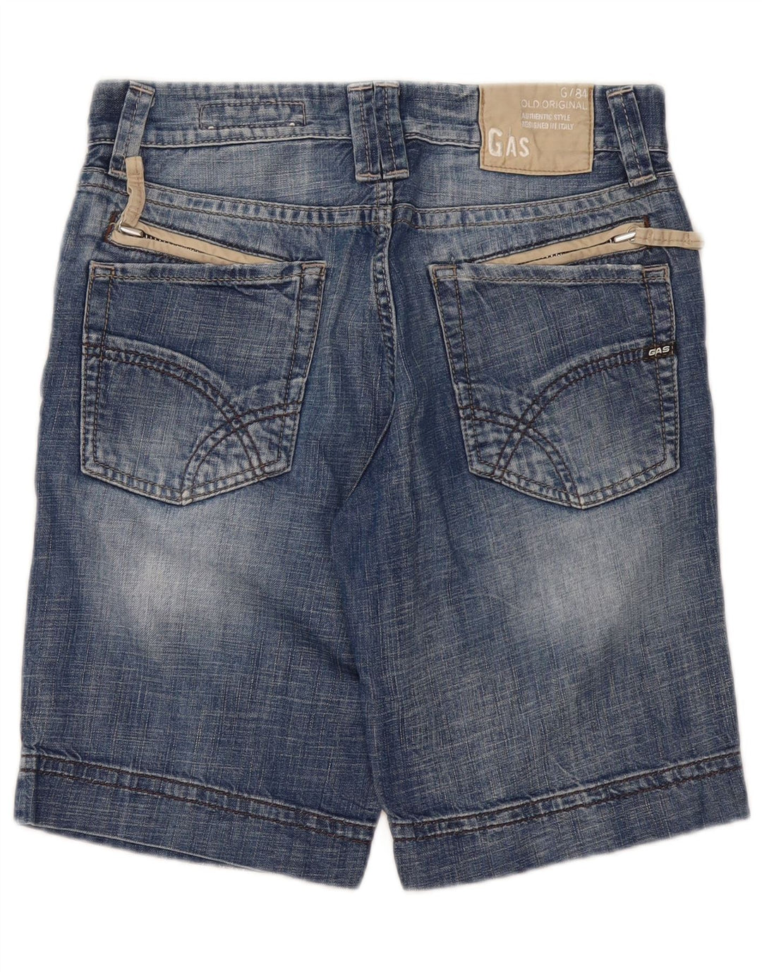 Shorts jeans masculino Gas W29 pequeno algodão azul
