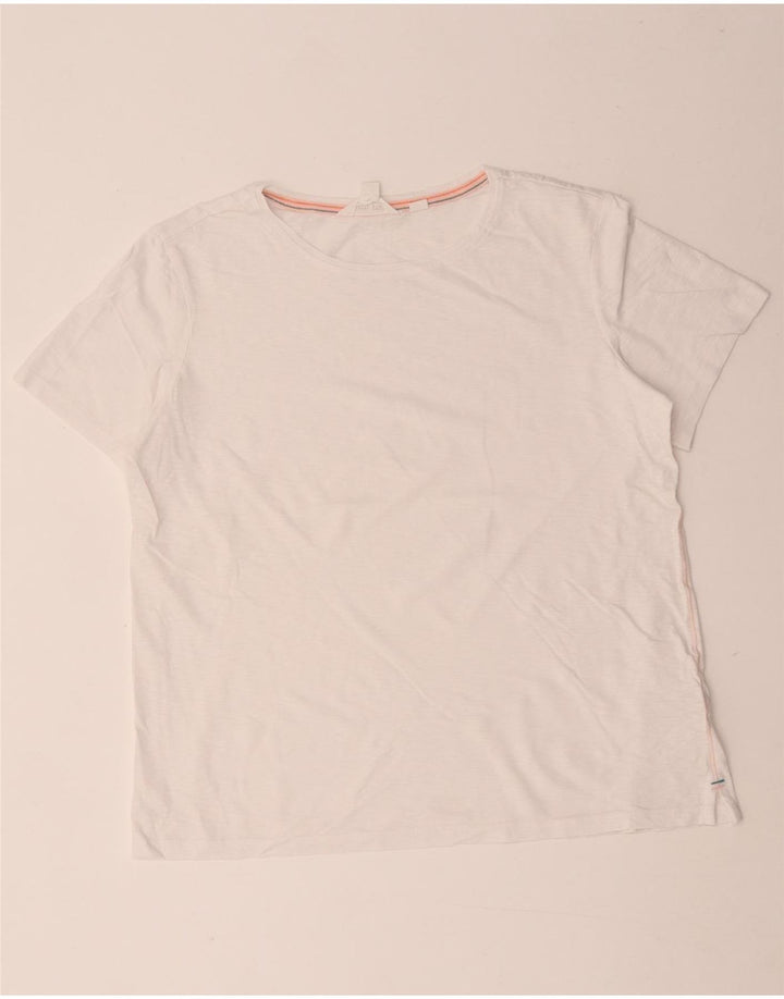 Camiseta feminina White Stuff Top UK 12 algodão branco médio